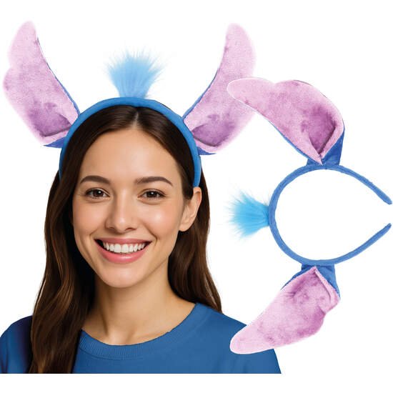 DIADEMA ALIEN AZUL CON PELO, ADULTO image 0