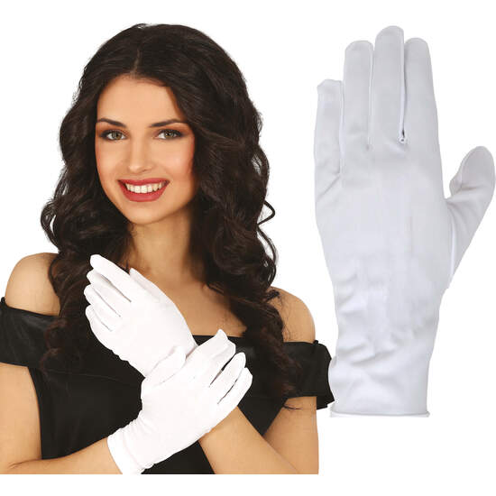 GUANTES, 24 CMS., BLANCO, BOTON, ADULTO image 0