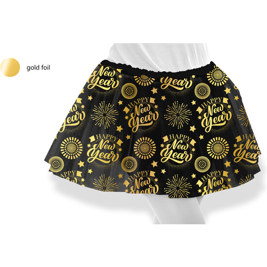 TUTU HAPPY NEW YEAR NEGRO Y DORADO 30 CM, INFANTI image 0