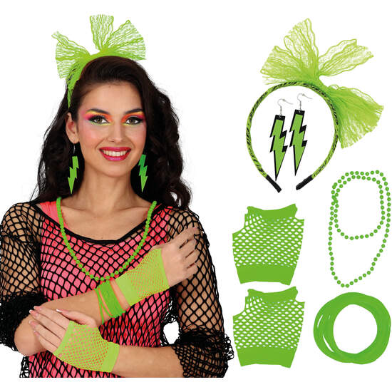 SET AÑOS 80 5PCS VERDE, ADULTA image 0