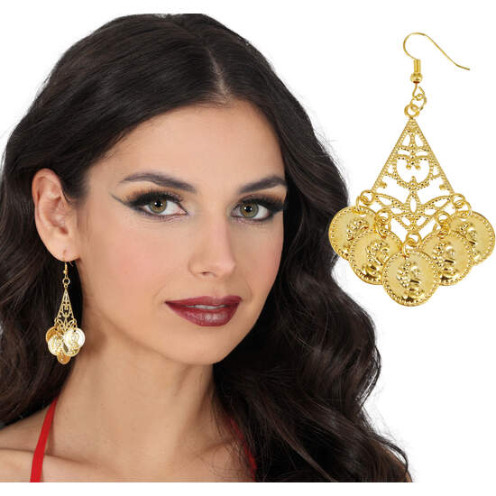 PENDIENTES METALICOS MONEDAS 5 CMS, ADULTA image 0