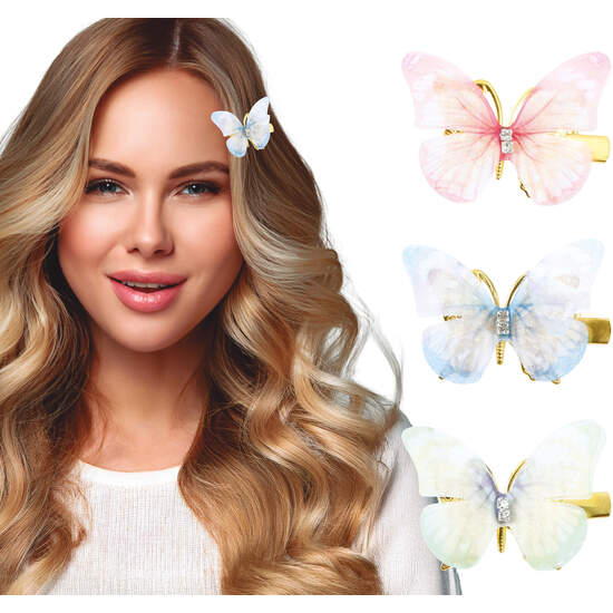 BLISTER 6 PINZAS MARIPOSAS SURTIDAS 5 CMS image 0