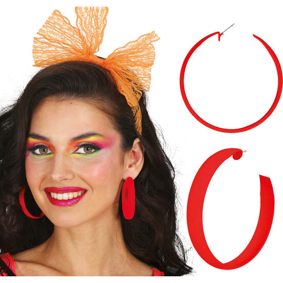 PENDIENTES ARO NEON ROJOS image 0
