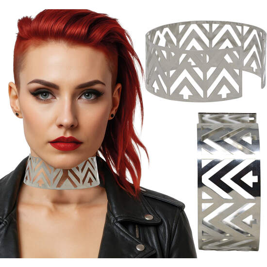 COLLAR RIGIDO FUTURISTA PLATEADO image 0