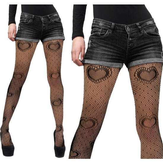 PANTYS NEGRAS CON CORAZONES, ADULTA image 0