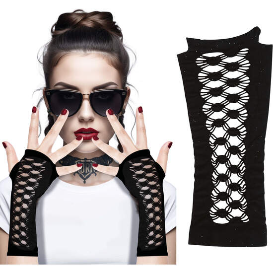 GUANTES NEGROS GOTICOS, ADULTA image 0