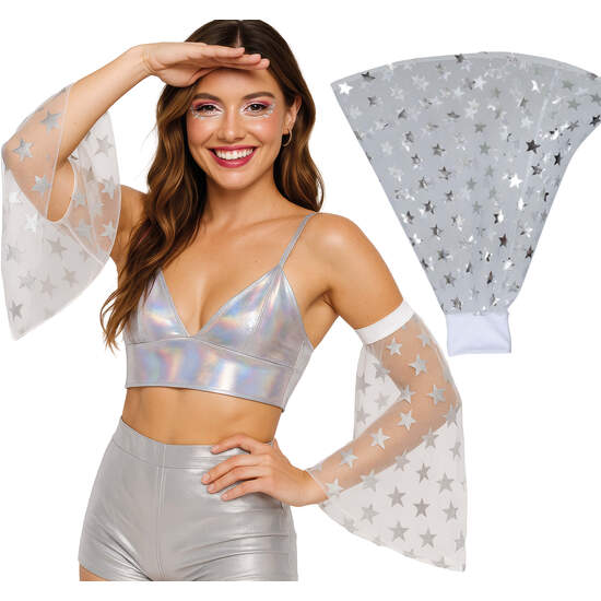 MANGAS DISCO PLATEADAS, ADULTA image 0