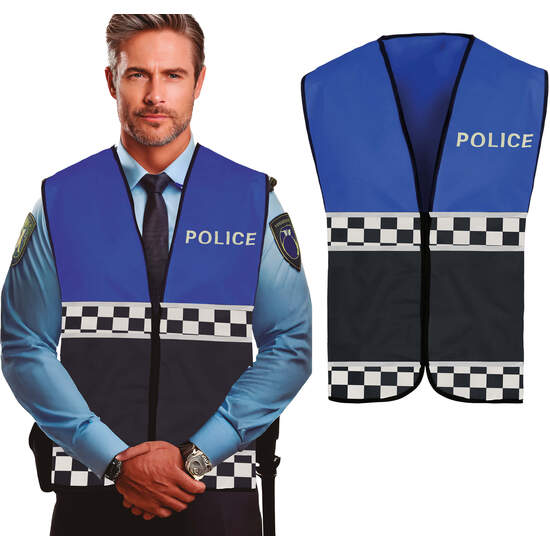 CHALECO POLICIA AZUL, ADULTO image 0