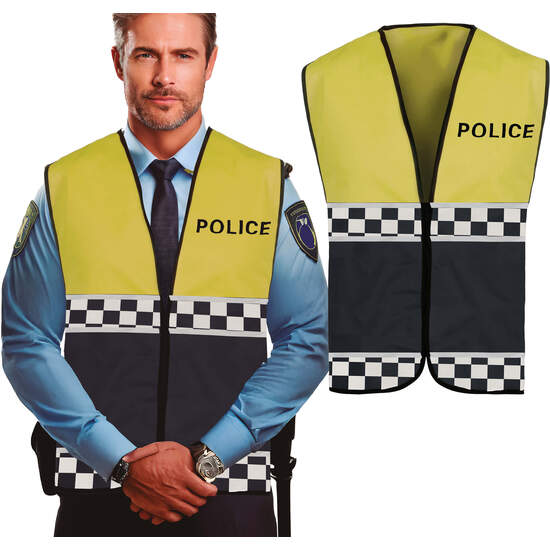 CHALECO POLICIA AMARILLO, ADULTO image 0