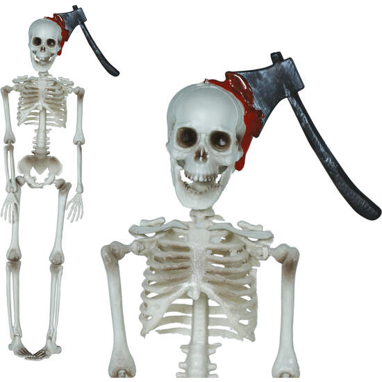 COLGANTE ESQUELETO CON HACHA 40 CMS image 0