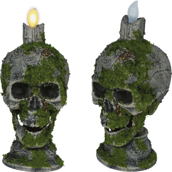 CALAVERA CON VELA Y MUSGO LUZ 35 CMS image 0