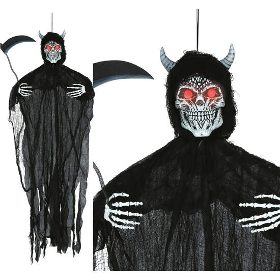 COLGANTE ESQUELETO DEMONIO LUZ SON 130 CMS image 0