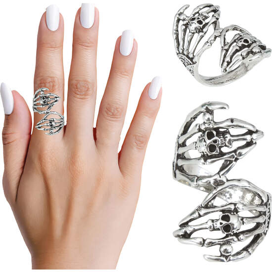 ANILLO MANOS ESQUELETO METAL image 0