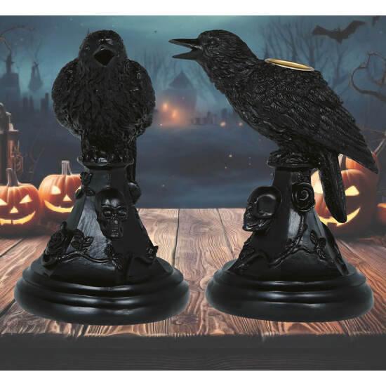 PORTAVELAS CUERVO RESINA 16X10 CMS image 0