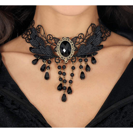 GARGANTILLA BORDADA CON PEDRERIA NEGRA image 0