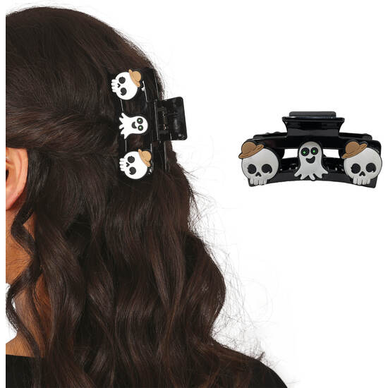 SET 2 PINZAS PELO FANTASMA Y CALAVERAS, 9 CM image 0