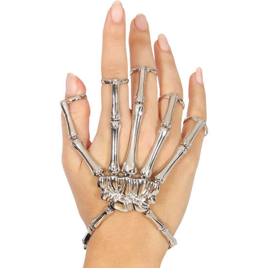 PULSERA CON ANILLOS ESQUELETO METAL PLATA image 0
