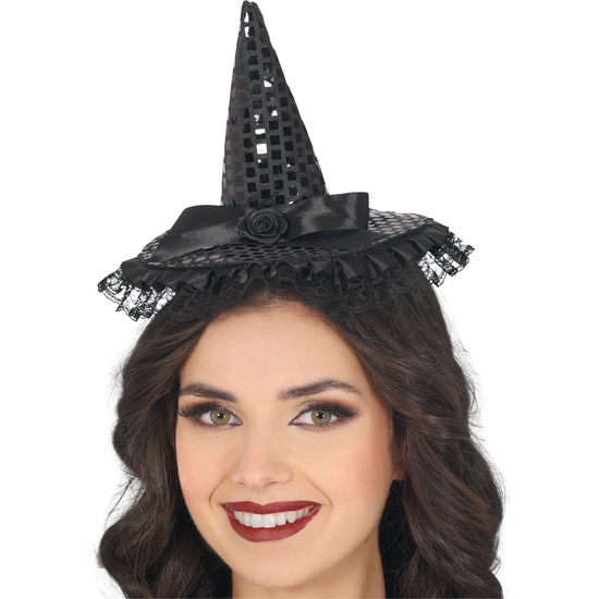 MINIHAT BRUJA LENTEJUELAS NEGRO image 0