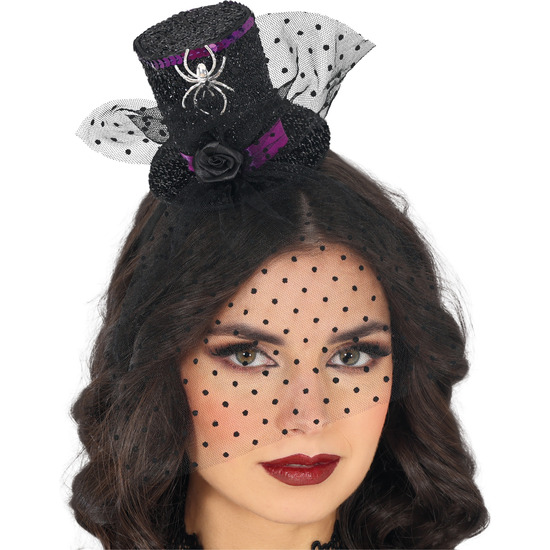 MINIHAT CHISTERA CON VELO NEGRA image 0