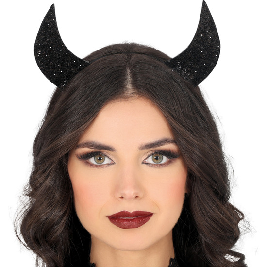 DIADEMA CUERNOS NEGROS BRILLANTES image 0