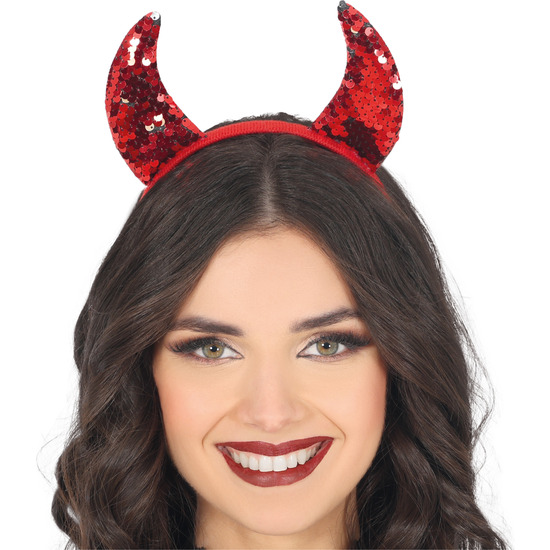 DIADEMA CUERNOS ROJOS BRILLANTES image 0