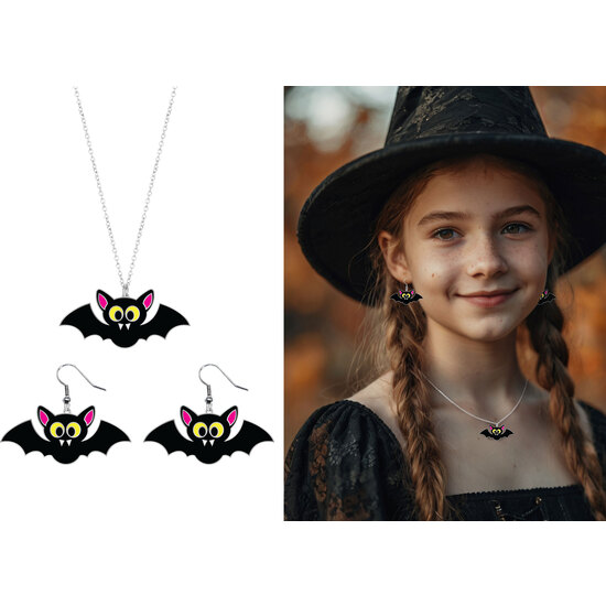 KIT PENDIENTES Y COLLAR HALL., MURCIELAGOS image 0