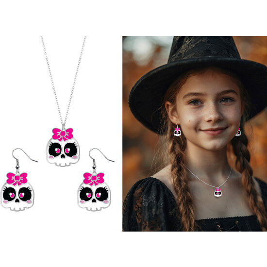 KIT PENDIENTES Y COLLAR HALL., CALAVERA LAZO image 0