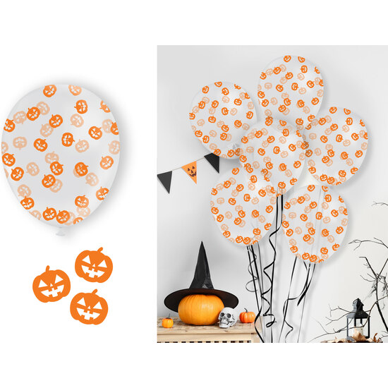 BOLSA 10 GLOBOS CON CONFETTI CALABAZA image 0