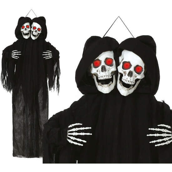 COLGANTE DOBLE CALAVERA, LUZ Y SONIDO, 170 CMS image 0