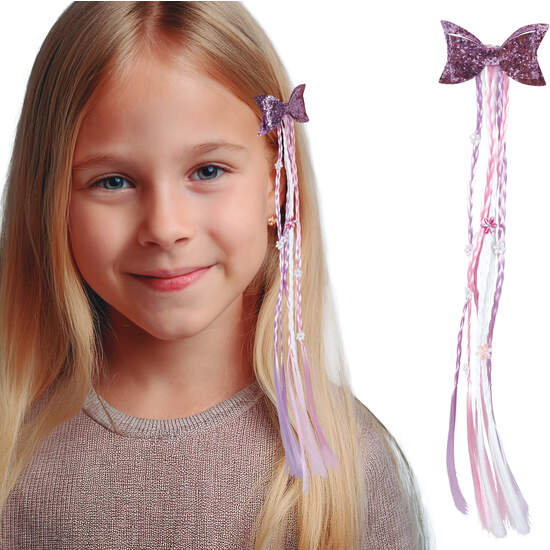 MECHON TRENCITAS LILA/ROSA CON LAZO 30 CMS image 0
