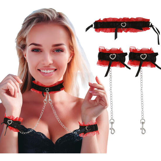 SET MUÑEQUERAS Y GARGANTILLA CON CADENAS image 0