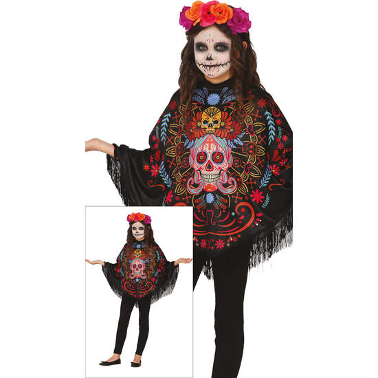 DAY OF DEATH PONCHO, INFANTIL, 7 - 9 AÑOS image 0