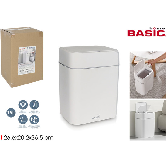 -114- PAPELERA PLASTICO SENSOR 16L BASIC HOME image 0