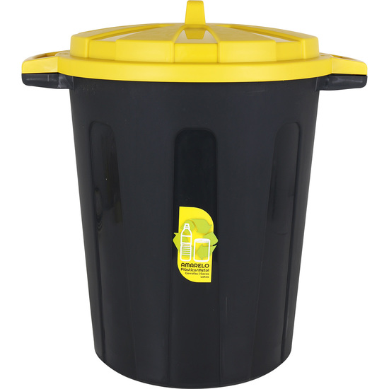 BLACK DUST BIN WITH LID 70L image 1