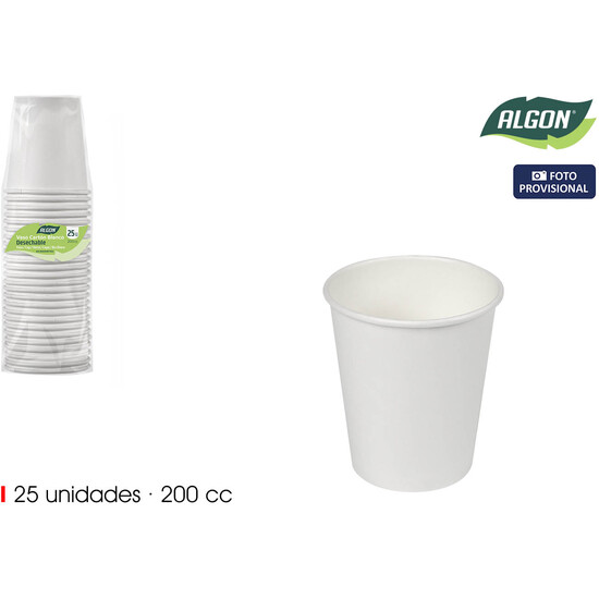 SET25 VASO BLANCO CARTON 200CC ALGON image 0