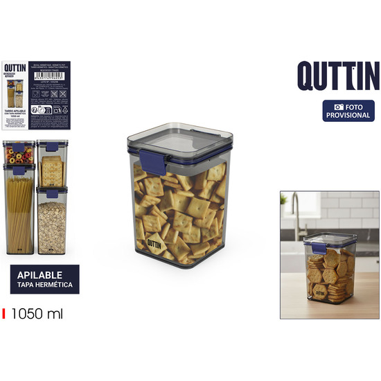 TARRO PET CUAD.C/TAPA HERMET.1050ML QUTTIN image 0