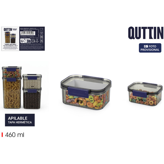TARRO PET RECT.C/TAPA HERMETI.460ML QUTTIN image 0