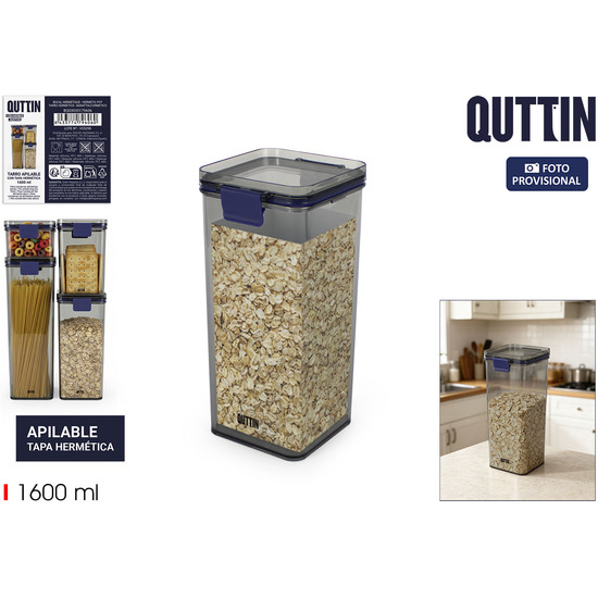 TARRO PET CUAD.C/TAPA HERMET.1600ML QUTTIN image 0