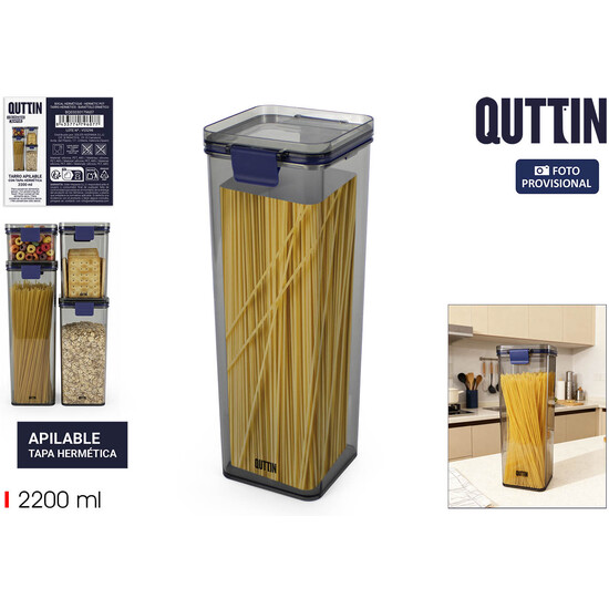 TARRO PET CUAD.C/TAPA HERMET.2200ML QUTTIN image 0