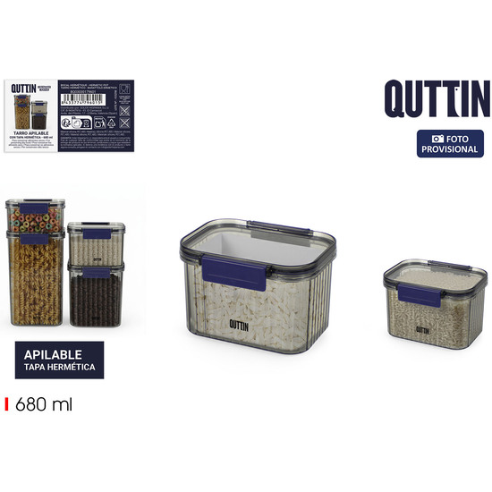 TARRO PET RECT.C/TAPA HERMETI.680ML QUTTIN image 0
