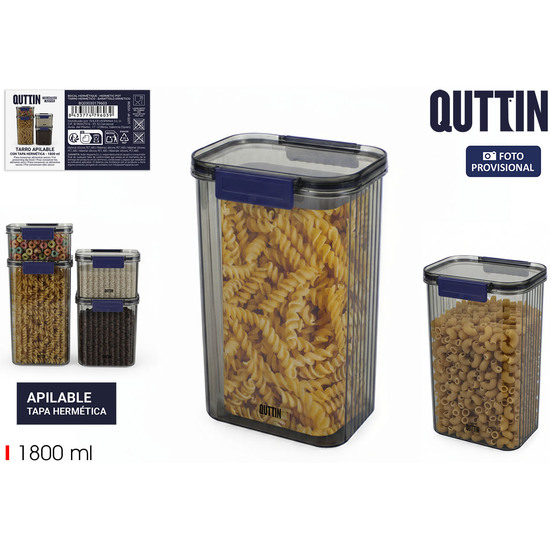 TARRO PET RECT.C/TAPA HERMET.1800ML QUTTIN image 0