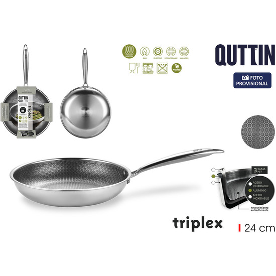 SARTEN ACERO INDUCCION TRIPLEX 24CM QUTTIN image 0