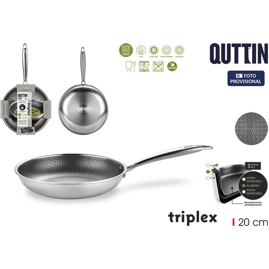 SARTEN ACERO INDUCCION TRIPLEX 20CM QUTTIN image 0