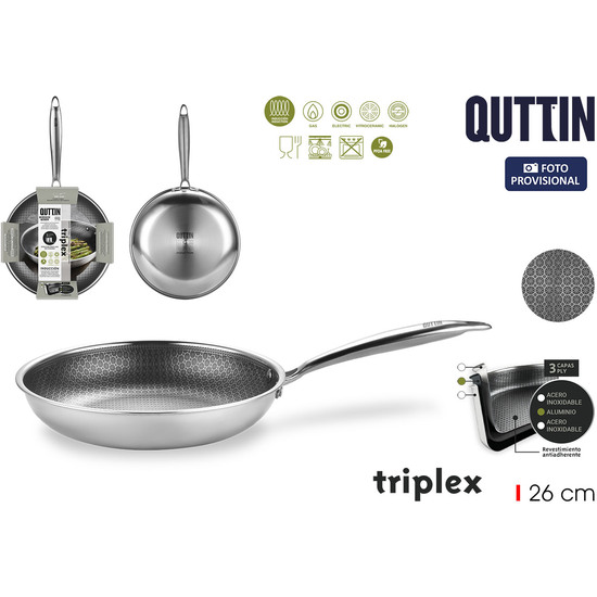 SARTEN ACERO INDUCCION TRIPLEX 26CM QUTTIN image 0