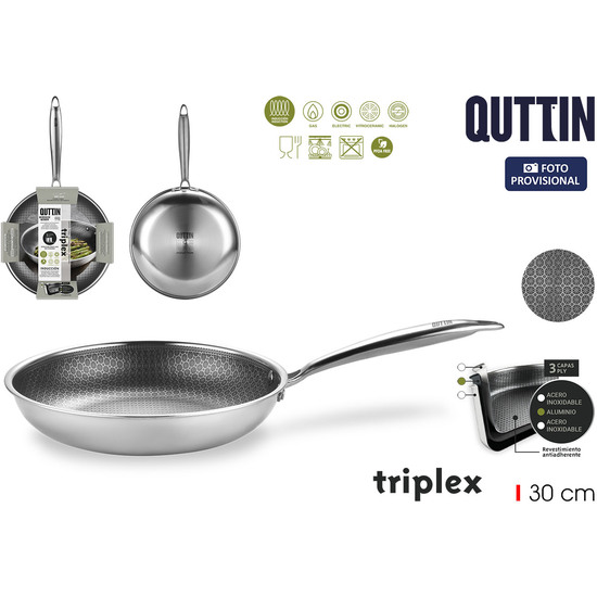 SARTEN ACERO INDUCCION TRIPLEX 30CM QUTTIN image 0