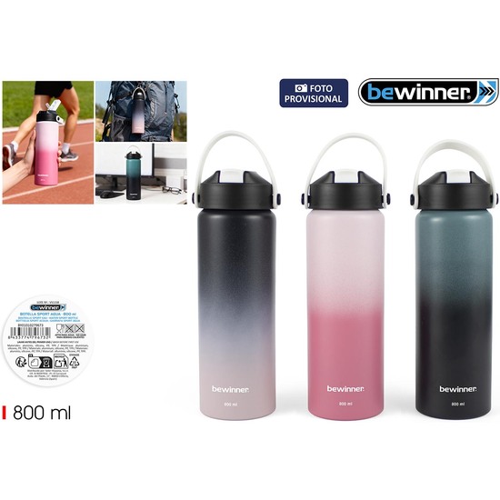 BOTELLA SPORT AGUA ALUM.BICOLOR.800 BEWINNER image 0