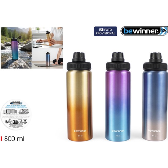 BOTELLA SPORT AGUA ALUM.METALIZ.800 BEWINNER image 0