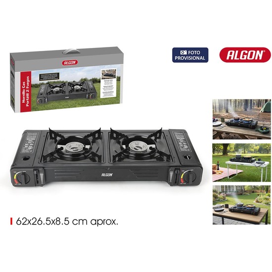 HORNILLO 2 FUEGOS GAS PORTATIL ALGON BBQ image 0