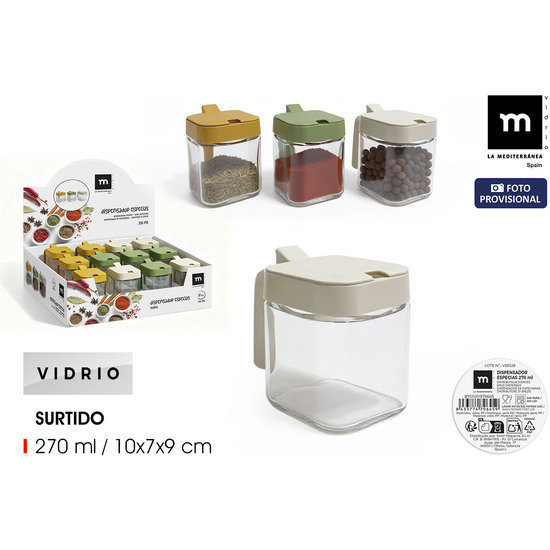 DISPENSADOR ESPECIAS VIDRIO 270ML LA MEDITERRANEA image 0