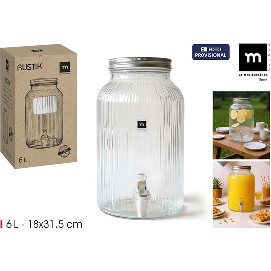 TARRO VIDRIO DISPE.C/GRIFO LINES 6L LA MEDITERRAN image 0